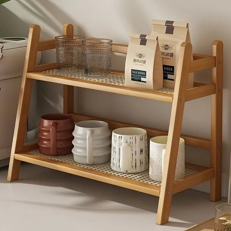 2-Tier Wooden Storage Rack