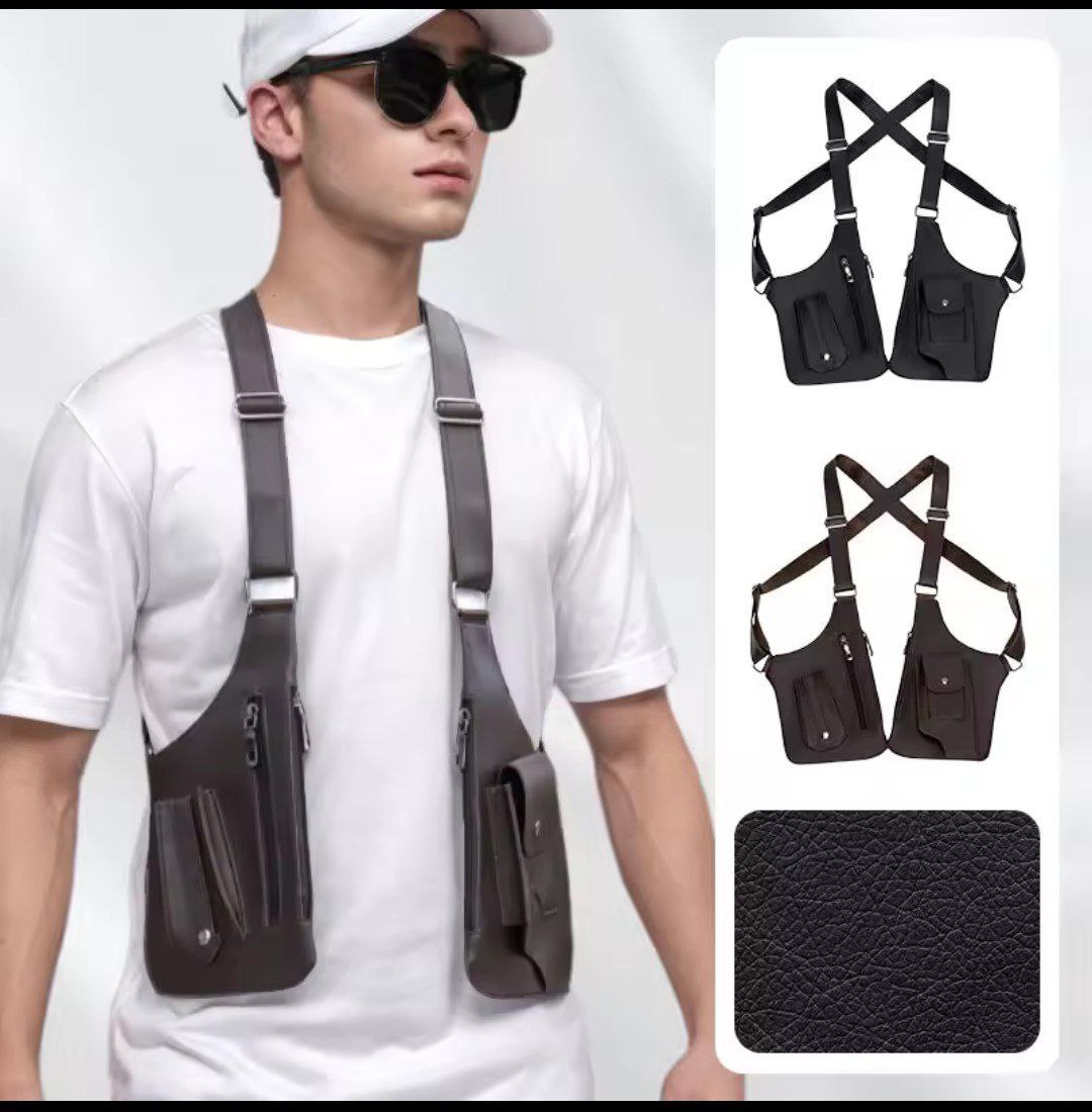حقيبة صدر خارجية للرجال بحزام كتف عتيق وحقيبة كتف تحت الإبط