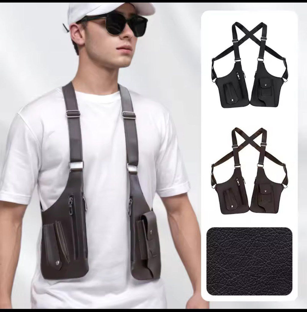 حقيبة صدر خارجية للرجال بحزام كتف عتيق وحقيبة كتف تحت الإبط