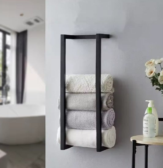 Rangement mural pour serviettes et couvertures, structure en métal