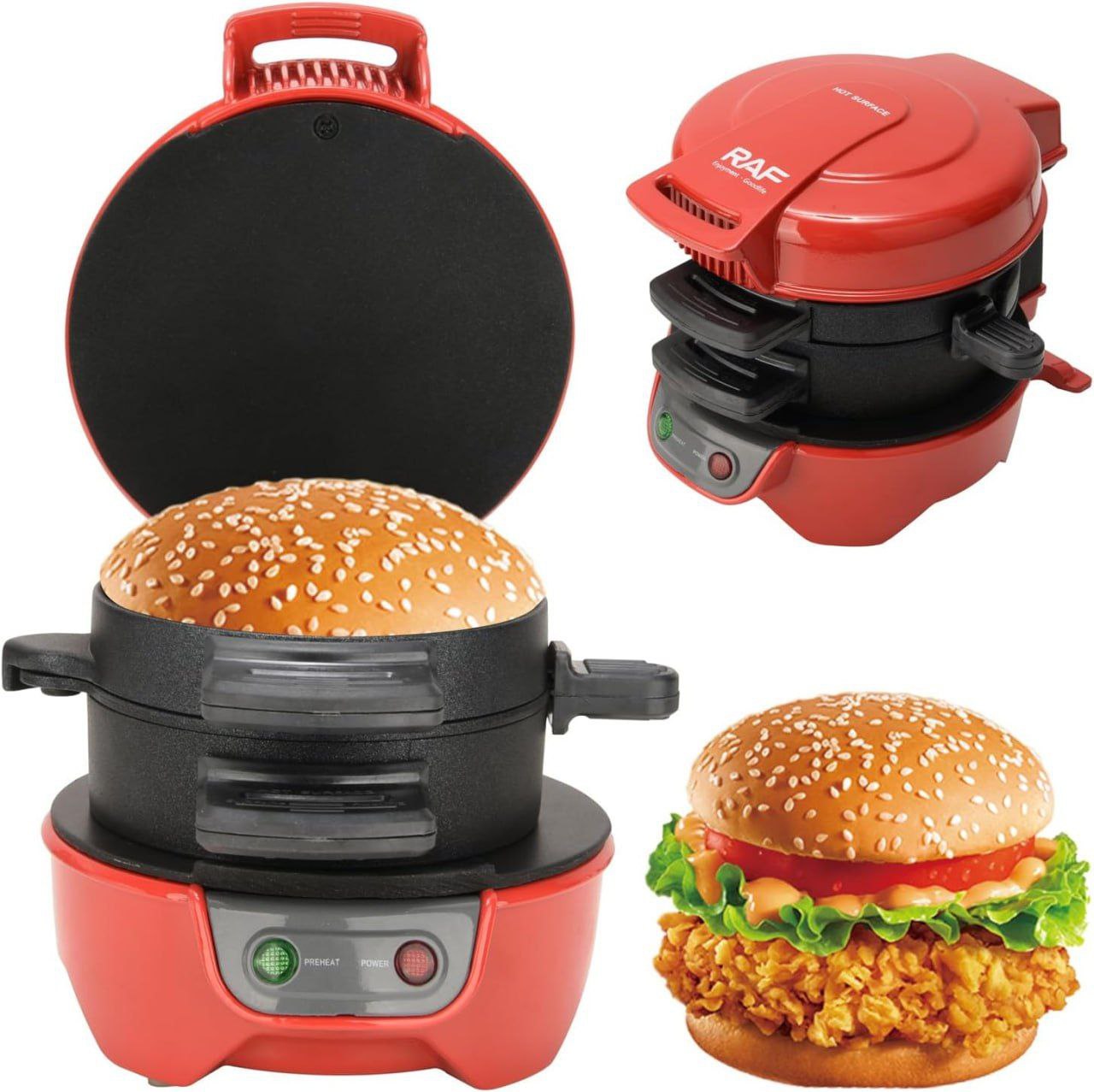 Machine à Burger, Sandwich, pain antiadhésif, grille-pain, cuisson de crêpes, cuiseur d'œufs, gaufrier